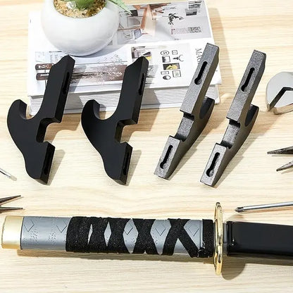 Wall Mounted Sword Display Rack - Wooden Katana & Weapon Storage Shelf for Samurai Decor Collection