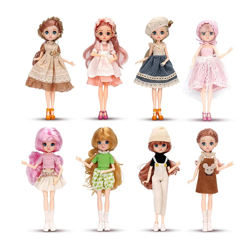 Slim 26cm BJD Doll for Girls – 13 Movable Joints with Princess Outfit, Blue Eyes & Eyelash Accessories