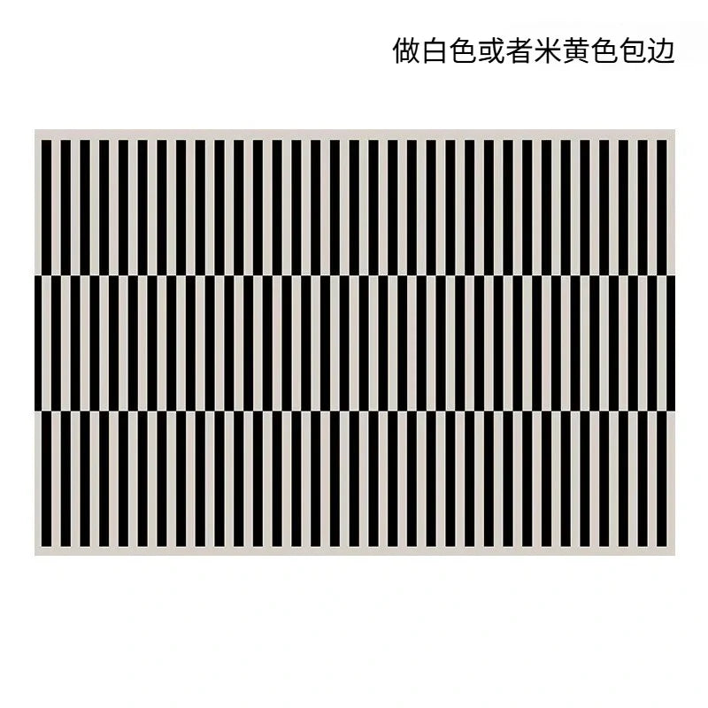 Black Stripe Plush Rug — Non-Slip Luxury Carpet for Living Room, Bedroom, Study, and Nordic Home Decor