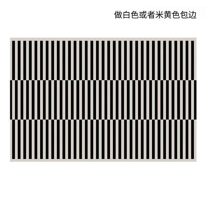 Black Stripe Plush Rug — Non-Slip Luxury Carpet for Living Room, Bedroom, Study, and Nordic Home Decor