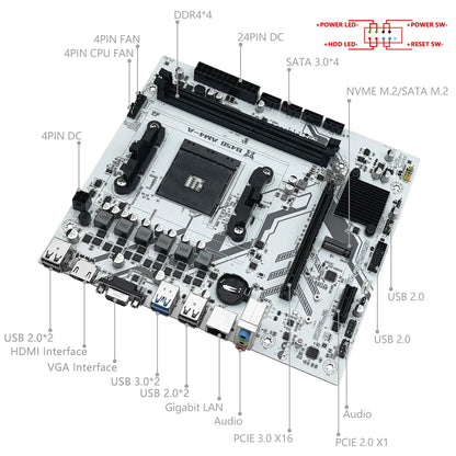 MACHINIST B450 Motherboard - AMD AM4 Mainboard with Dual-Channel DDR4 & M.2 NVME Support for Ryzen 5500/5600/5600G CPU