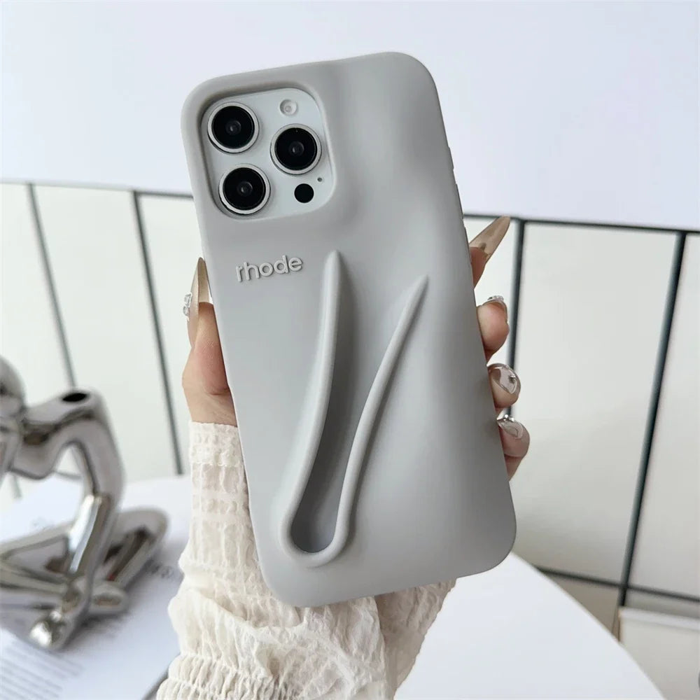 Silicone iPhone Case - 3D Toast Ribbon Espresso Cover for iPhone 12–17 Pro Max, Plus & Air