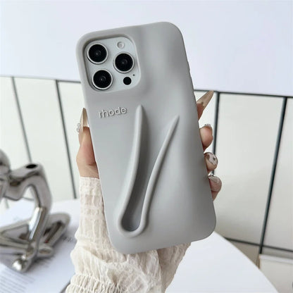 Gray Toast Ribbon iPhone Case - Rhode Style Silicone Cover for iPhone 17 Pro Max Air 16 15 14 13 12 Plus