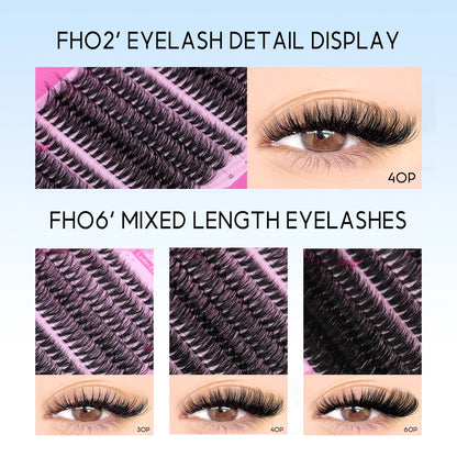 GROINNEYA DIY Lash Extension Kit – Individual & Cluster Lashes Full Set with Lash Bond and Seal for At-Home Use