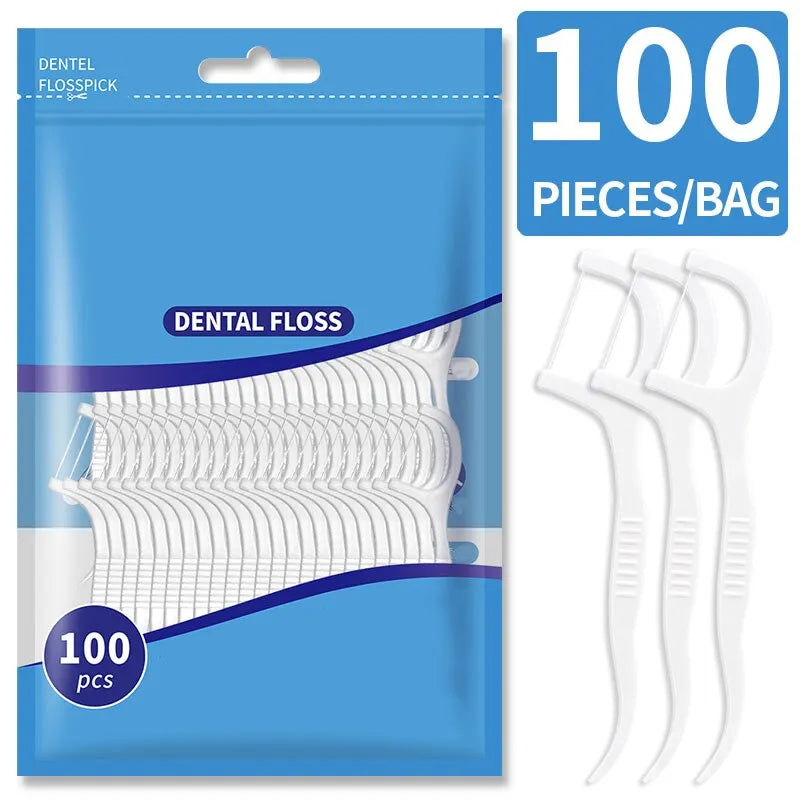 200PCS Dental Floss & Plastic Toothpicks - One-Time Cleaning for Dental Gaps and Oral Care"
