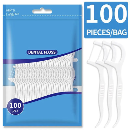 200PCS Dental Floss & Plastic Toothpicks - One-Time Cleaning for Dental Gaps and Oral Care"