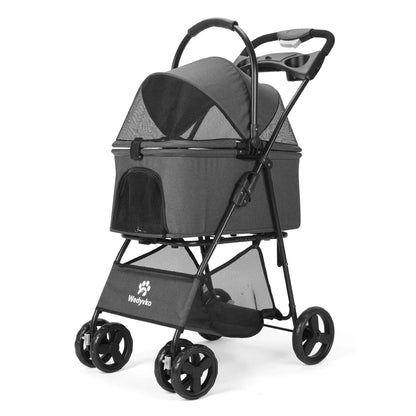 3-in-1 Pet Stroller - Removable Carrier Folding Travel Cart for Small & Medium Dogs and Cats
