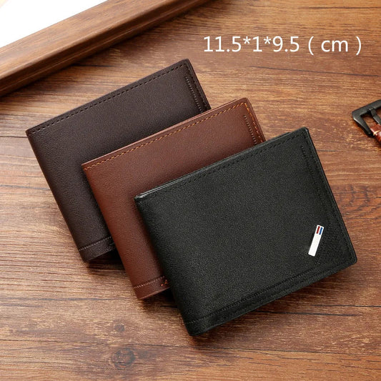 Vintage PU Leather Men's Minimalist Wallet with Card Holder & Coin Pocket
