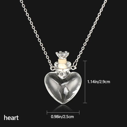Openable Water Drop Heart Steel Chain Necklace – Essential Oil Pendant Glaze Vial Memorial Jewelry