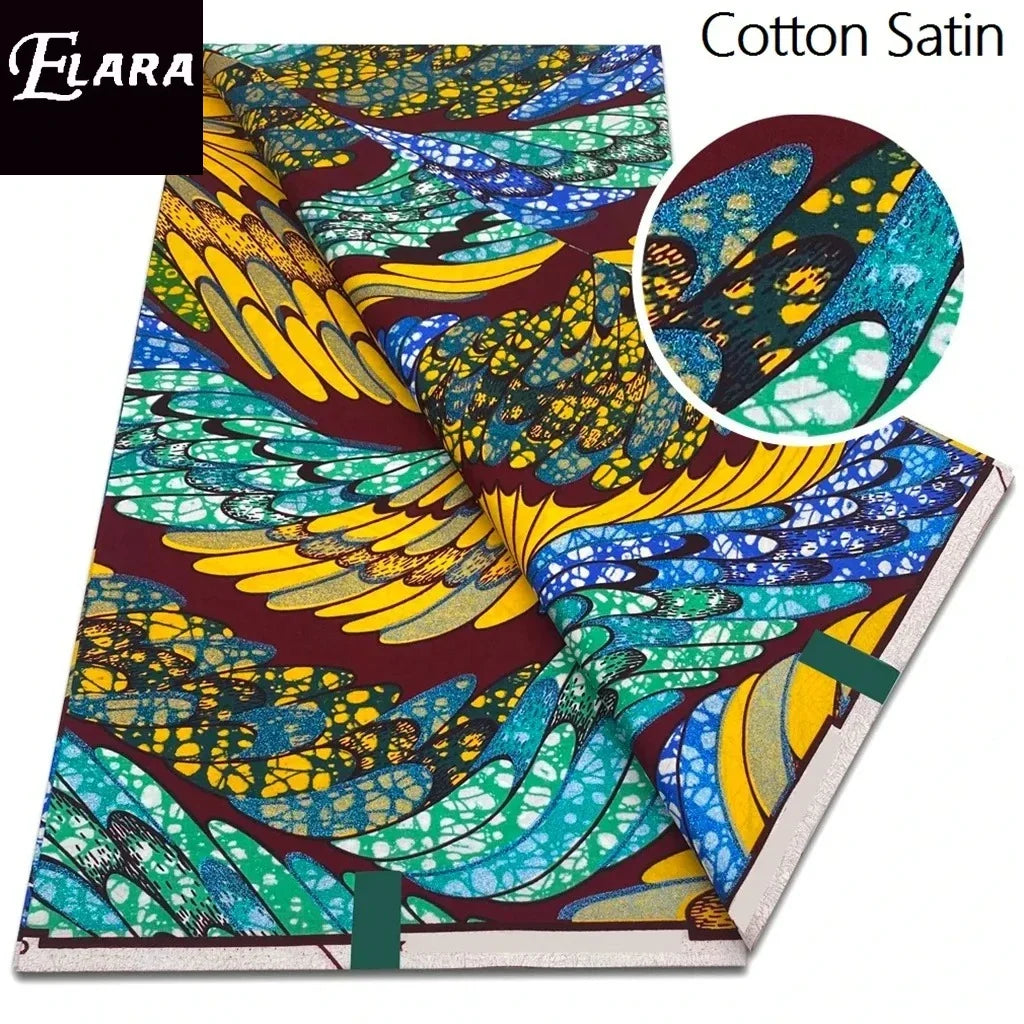 African Real Wax Print Fabric - Grand Original Ankara Blue Cotton Wax Material 6 Yards for Stylish Dresses & Uniforms
