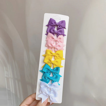 10pcs Kids Bow Hair Clips - Handmade Ribbon Bowknot Barrettes for Baby Girls Hair Accessories