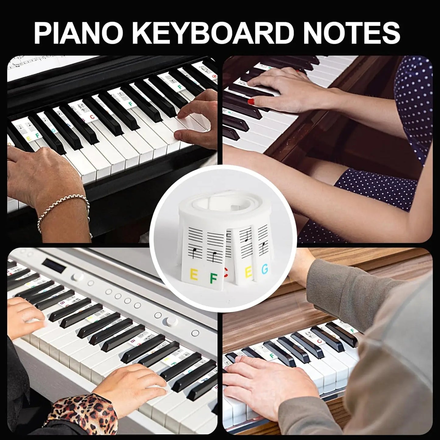 Miwayer Piano Keyboard Stickers - Removable 61/88 Key Note Labels Guide for Beginner Piano Learning