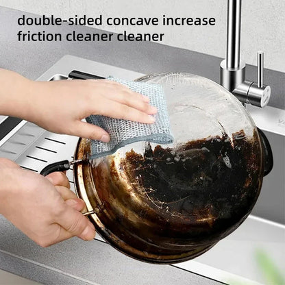 20/5PCS Thickened Steel Wire Cleaning Cloth – Non-Scratch Double-Layer Microfiber Mesh Dishrag & Kitchen Towels for Pots