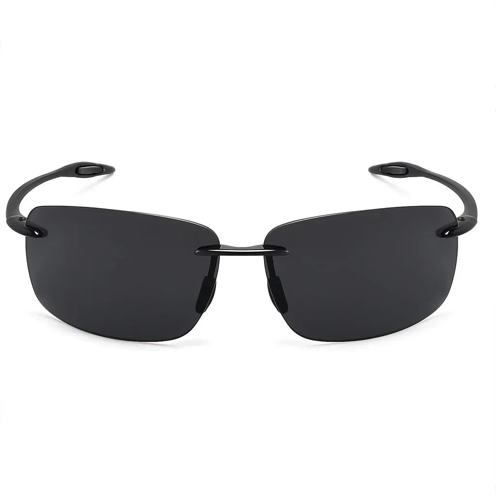 JULI The Matrix Classic Sports Rimless Sunglasses for Men - Orange Rectangle Ultralight Frame, UV400 Protection Driving Eyewear (MJ8009)