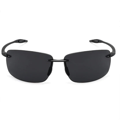 JULI The Matrix Classic Sports Rimless Sunglasses for Men - Orange Rectangle Ultralight Frame, UV400 Protection Driving Eyewear (MJ8009)
