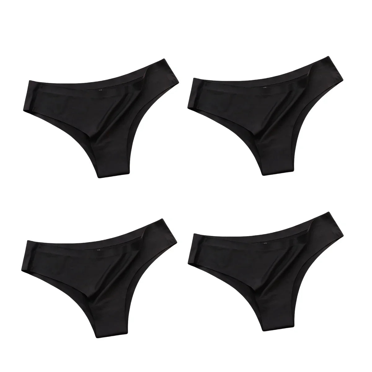 4PCS Seamless Ice Silk G-String Panties for Women – Low Waist, Soft Ultra-Thin Sexy Underwear Briefs