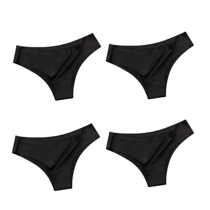 4PCS Seamless Ice Silk G-String Panties for Women – Low Waist, Soft Ultra-Thin Sexy Underwear Briefs