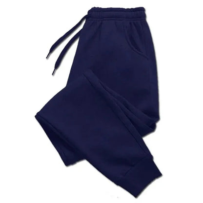 Men's Casual Fleece Sweatpants – Autumn/Winter Jogger Pants, Solid Color, Running, Gym & Workout Trousers