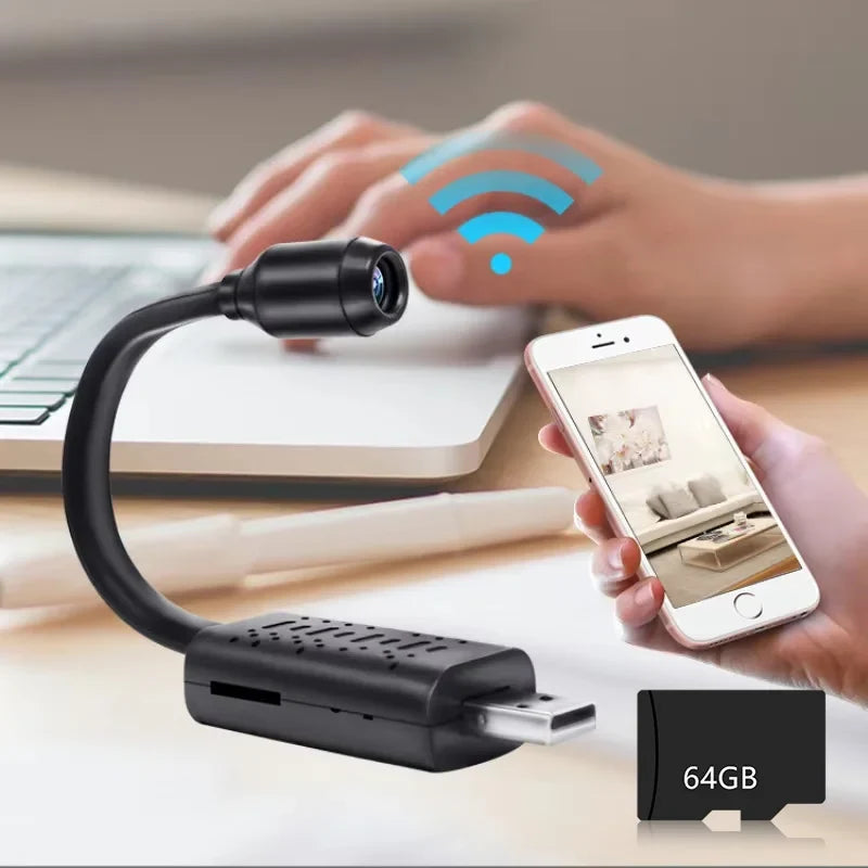4K USB WiFi Mini Camera - Flexible Lens Motion Detection Video Recorder for Security Monitoring