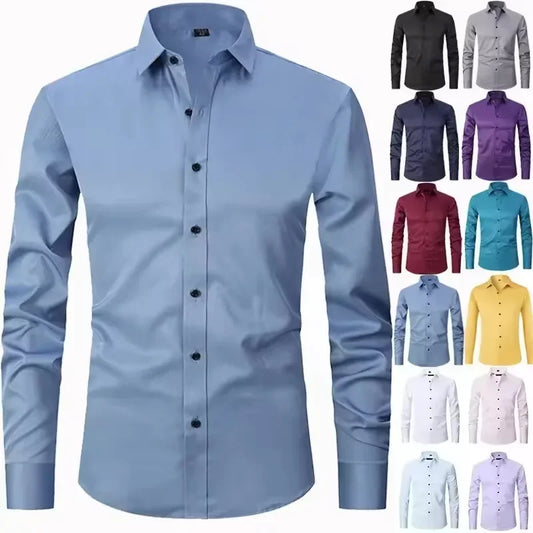 Men’s Slim Fit Dress Shirt - Long Sleeve Business Casual Formal Shirt for Spring Office & Elegant Wear