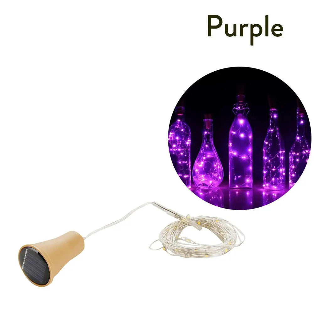 Solar Powered Wine Bottle Lights – 10LED/20LED Cork Shape Fairy Lights, Copper Wire Garland for Christmas & Home Room Decor
