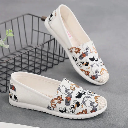 Women’s Breathable Mesh Slip-On Flats - Lightweight Casual Printed Fisherman Shoes for Everyday Fashion