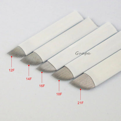 White Microblading Needles – 9/11/12/14/18/21 for Permanent Makeup, Eyebrow Tattoo & Embroidery Pen Supplies
