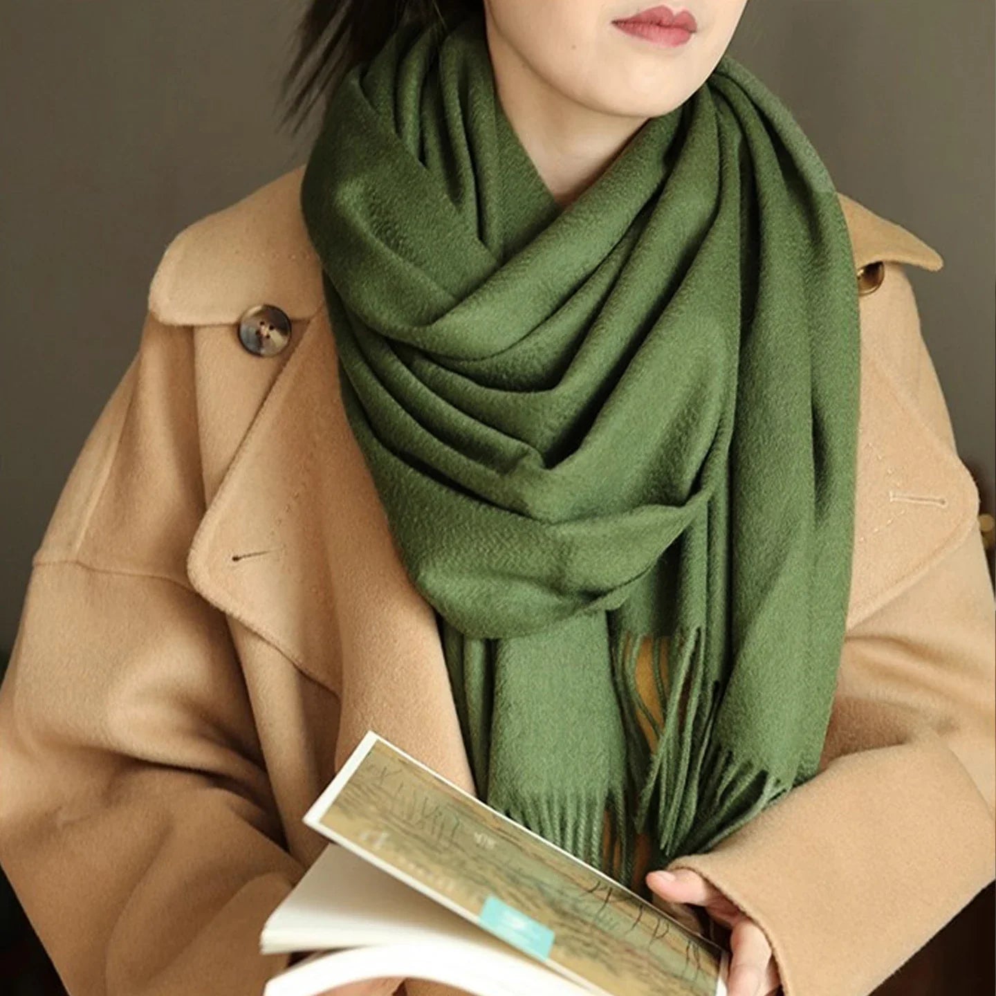 Solidlove Women’s Wool Winter Scarf – 100% Wool Cashmere Poncho Wrap, Fashionable Adult Scarf for Ladies