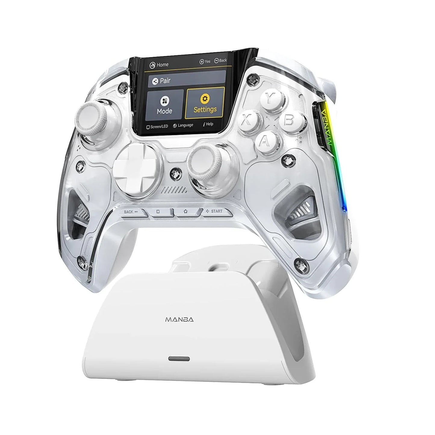Interactive Wireless Gaming Controller with RGB Light & Hall Effect Stick – Switch/PC/iOS/Android, 1800mAh with Charging Dock