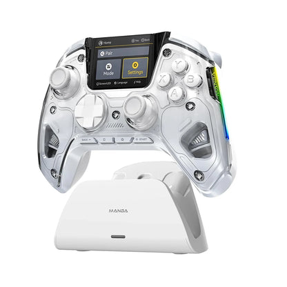 Interactive Wireless Gaming Controller with RGB Light & Hall Effect Stick – Switch/PC/iOS/Android, 1800mAh with Charging Dock