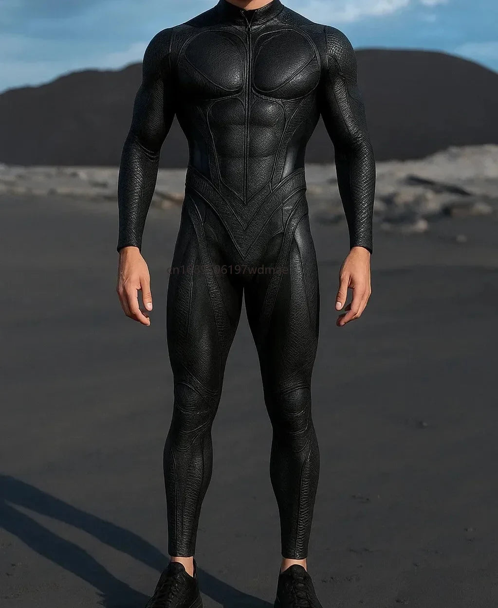 Men's Cyberpunk Muscle Bodysuit - Sci-Fi Printed Cosplay Zentai Costume for Carnival, Stage & Performance Events