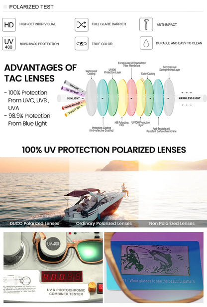 Oi Wood Square Polarized Sunglasses for Men — UV400 Fashion Sport & Driving Sun Glasses