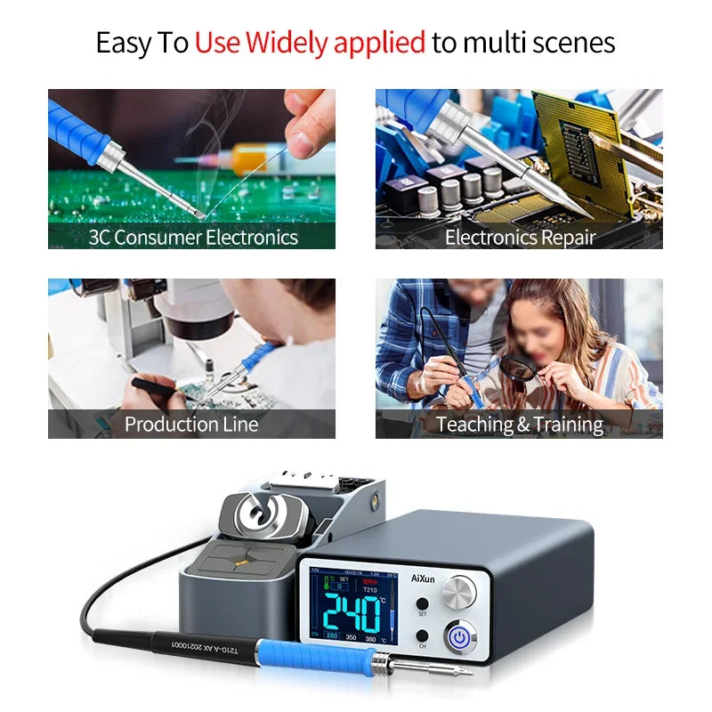 AIXUN T3A/T3B Intelligent Soldering Station – Rework Station for PCB & BGA Soldering with T115/T210/T245/T12 Tools