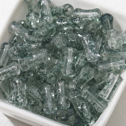 30PCS Green Glass Bamboo Beads - Jade Tube Shape Loose Beads for DIY Bracelet, Necklace & Jewelry Making Accessories