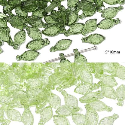 100pcs Mini Acrylic Tree Leaf Beads - Small Loose Beads for DIY Handmade Necklaces, Earrings & Jewelry