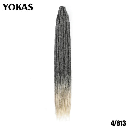 YOKAS Handmade Dreadlock Extensions - Synthetic Crochet Braided Hair 24 36 Inch Long Faux Locs for Women