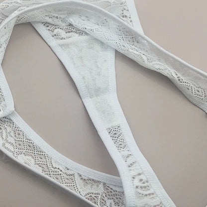 Moonflame 5Pcs Lace Thong Underwear Set - Women’s T-Back G-String Lingerie with Transparent Sexy Panties