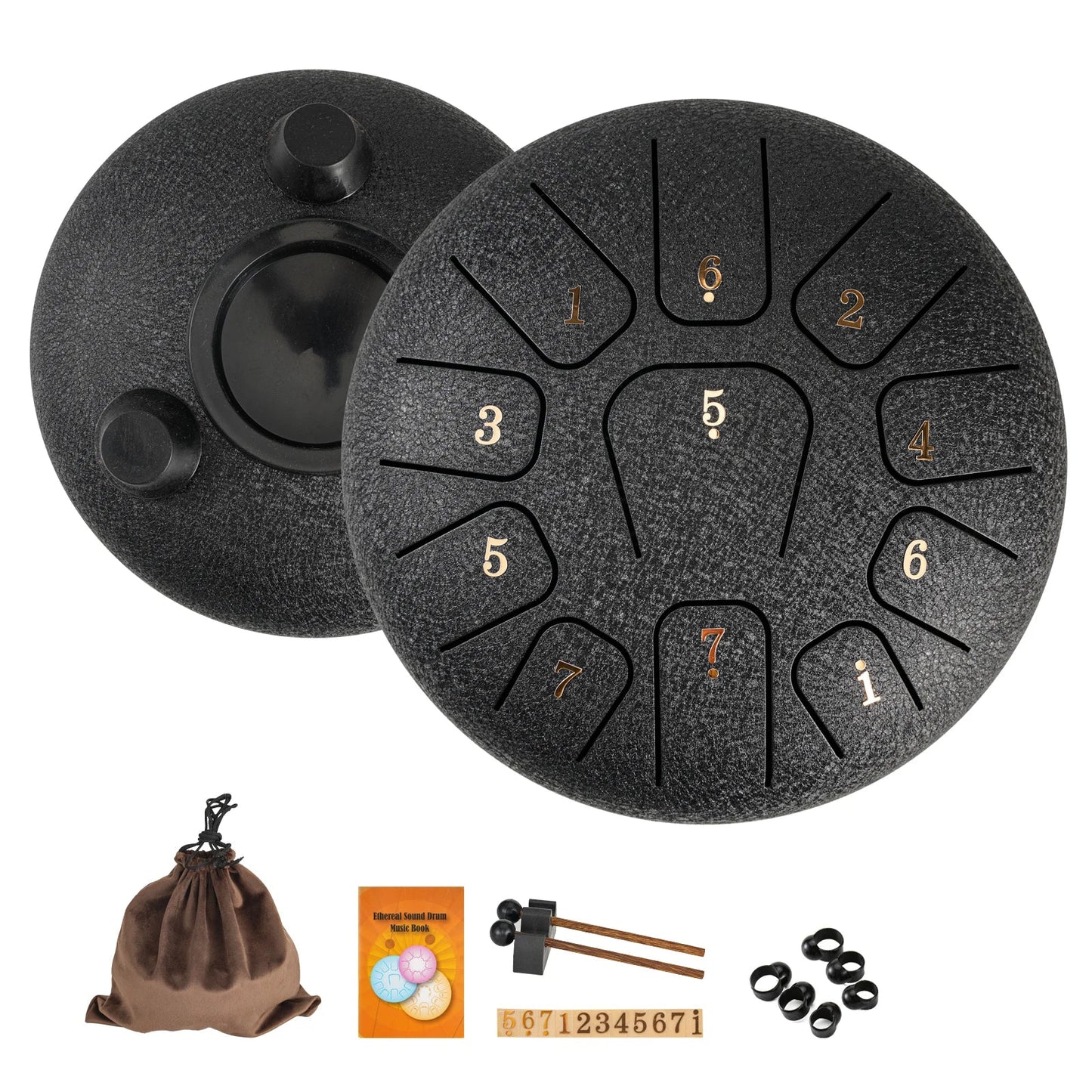 Miwayer 6" Steel Tongue Drum Gift Set – 11-Note Sound Healing Instrument with Tuning Kit for Yoga & Meditation