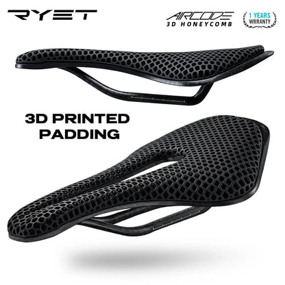 RYET 3D Printed Bike Saddle - Ultralight Carbon Fiber, Hollow and Breathable Design for MTB, Gravel and Road Cycling