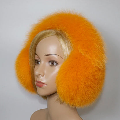 Real Fox & Raccoon Fur Earmuffs – Warm Winter Ear Warmer for Women and Girls, Plush Genuine Fur Accessory