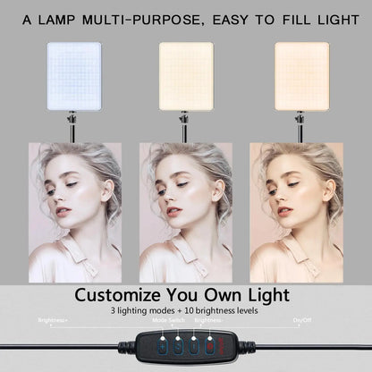 LED Video Light with Tripod – Studio & Conference Lighting for Live Streaming, TikTok, Zoom, Photography
