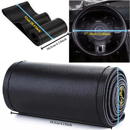 DIY Leather Steering Wheel Cover Kit - Needle & Thread Braided Car Interior Accessory
