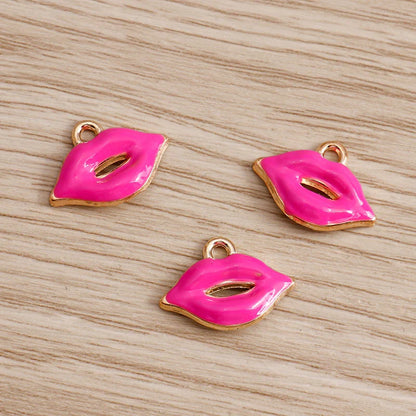 10PCS Cute Enamel Lips & Lipstick Charms – Pendants for Jewelry Making, Earrings, Necklaces & Bracelets DIY Crafts