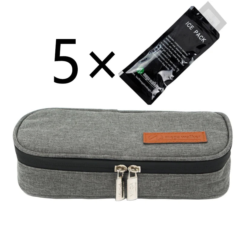 Portable Insulin Cooler Bag – Medium Size Insulated Diabetic Travel Case with Aluminum Foil & Nylon Fabric Ice Storage Protection Bag