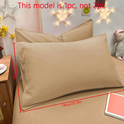 Matte Solid Color Pillowcase - Soft Pocket Sealed Bedroom Bedding Cover