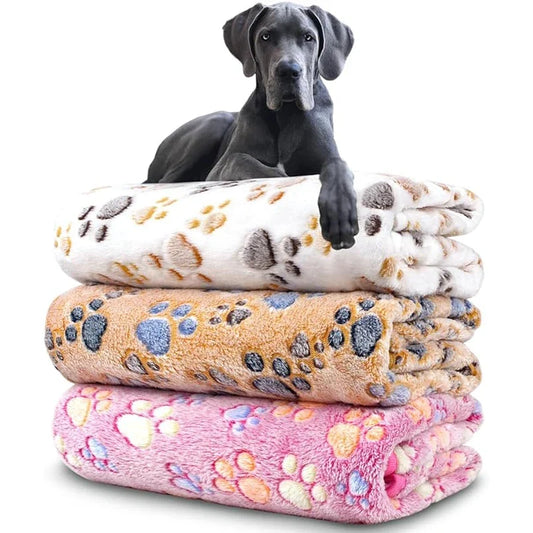 Soft Fluffy Pet Blanket - Warm Fleece Dog & Cat Throw with Cute Paw Print Design for Puppies and Kittens