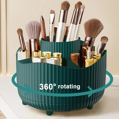 360° Rotating Makeup Brush Holder - 5 Slot Cosmetic Organizer for Brushes, Skincare & Vanity Storage