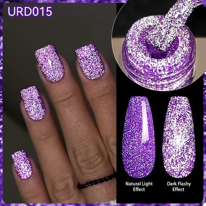 UR SUGAR Champagne Gold Silver Reflective Glitter Gel Nail Polish 15ml - Semi-Permanent Soak Off UV Manicure Art Varnish