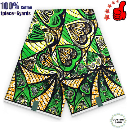 African Real Wax Fabric - High Quality 100% Cotton Ankara Pagne for Women’s Dresses