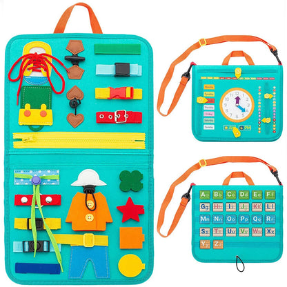 Montessori Toddler Busy Board – Educational Activity for Dress Motor Skills, Baby Learning Toy for Travel